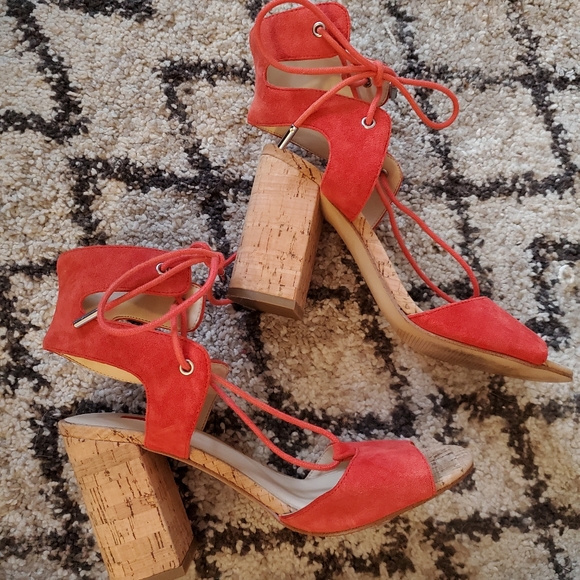 Guess Suede Lace-Up Heeled Sandals size 7 - Picture 2 of 9